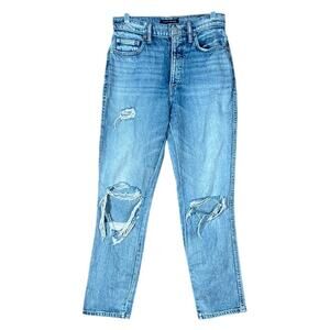 Lucky Brand Womens Jeans Blue Denim Distressed Drew Mom High Rise Stretch 4